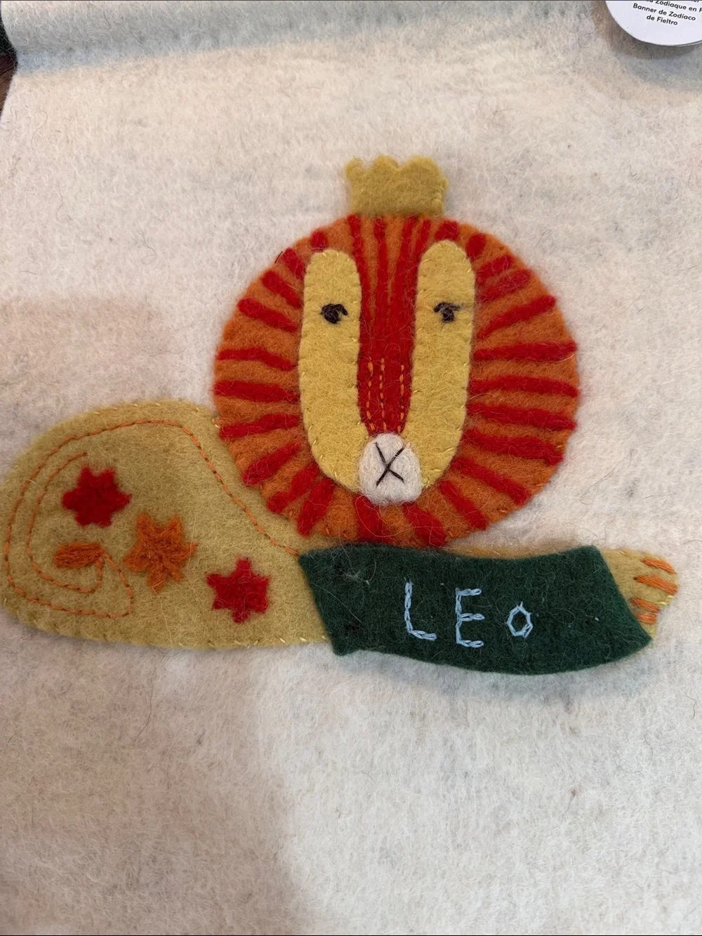West Elm Leo Lion Felt Zodiac Banner.